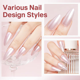 MIZHSE Pearlescent Pink Nail Polish bottle side view