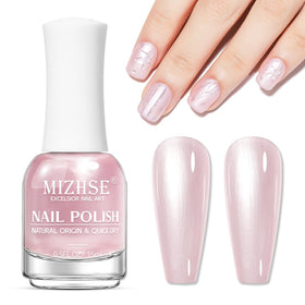 MIZHSE Pearlescent Pink Nail Polish in a lifestyle setting