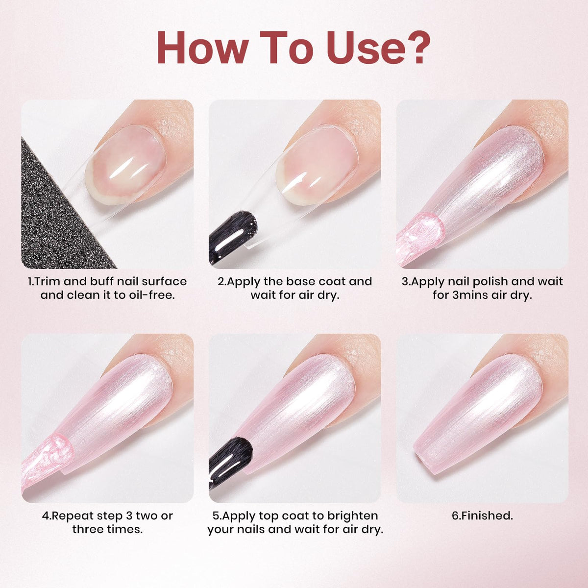 MIZHSE Pearlescent Pink Nail Polish texture on a nail swatch