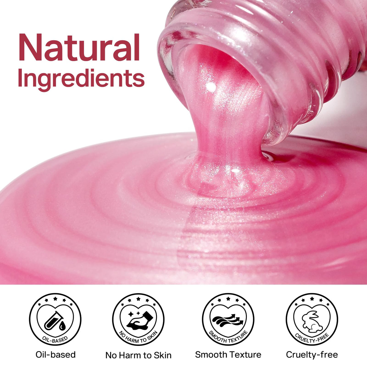 MIZHSE Pearlescent Rose Pink Nail Polish brush applicator close-up