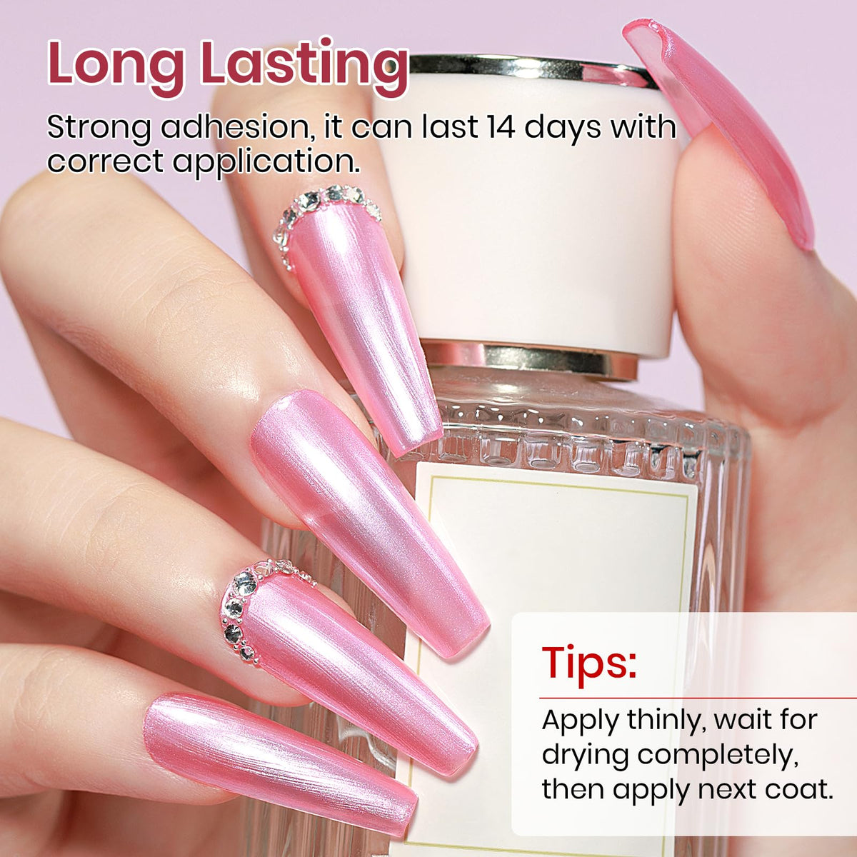 MIZHSE Pearlescent Rose Pink Nail Polish packaging display