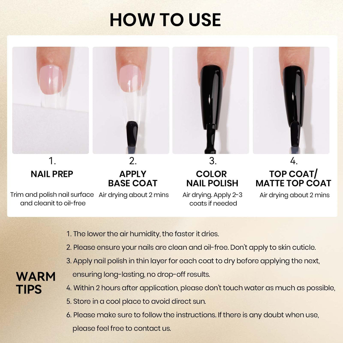 MIZHSE Quick Dry Base and Top Coat Set, bottles with nail art