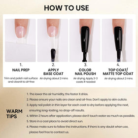 MIZHSE Quick Dry Base and Top Coat Set, bottles with nail art