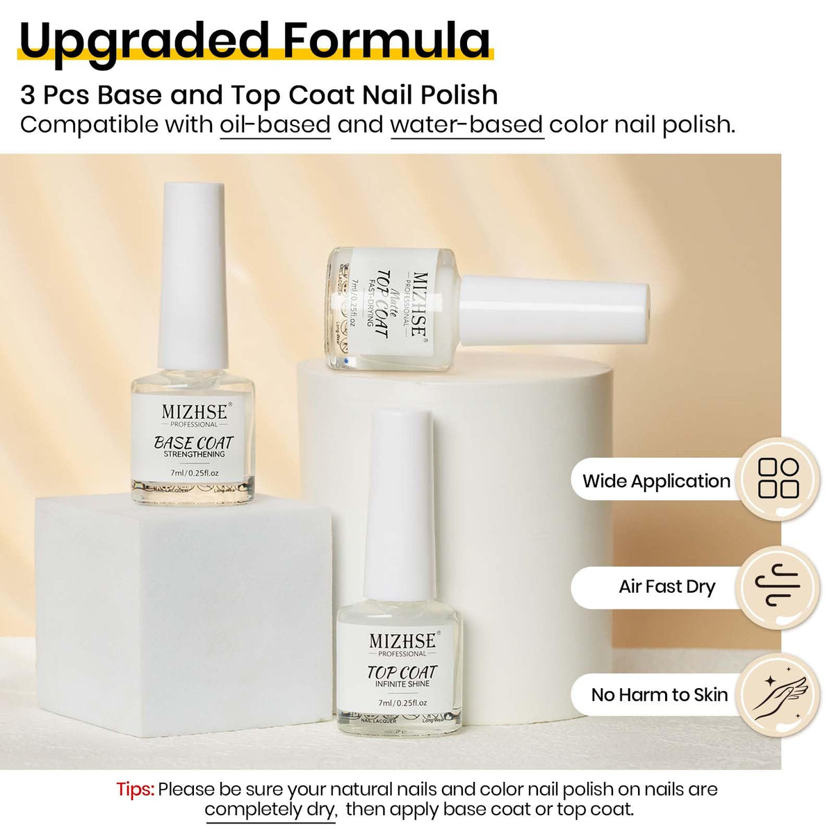 MIZHSE Quick Dry Base and Top Coat Set, packaging details