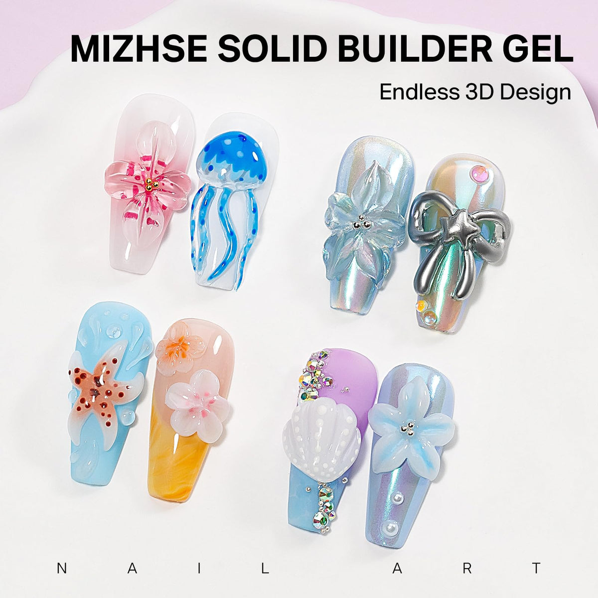 MIZHSE solid builder gel 60g jars with 3D mold and tools