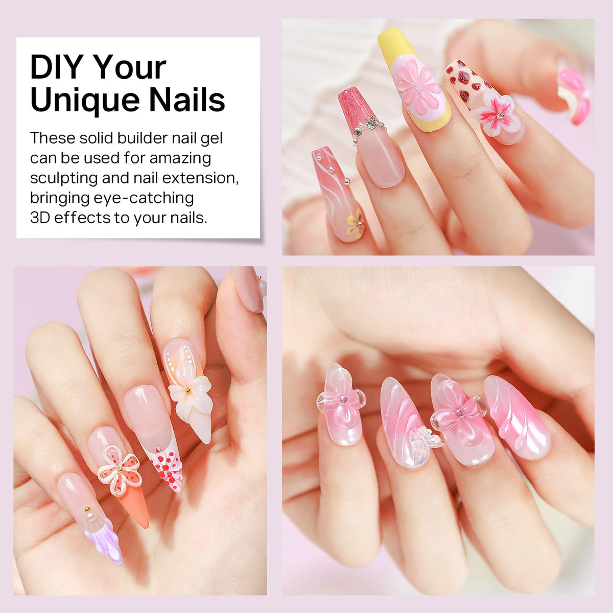 MIZHSE solid builder gel applied on nails