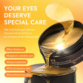 MIZON 24K Gold Snail Mucin Under Eye Patches hydrogel mask close-up