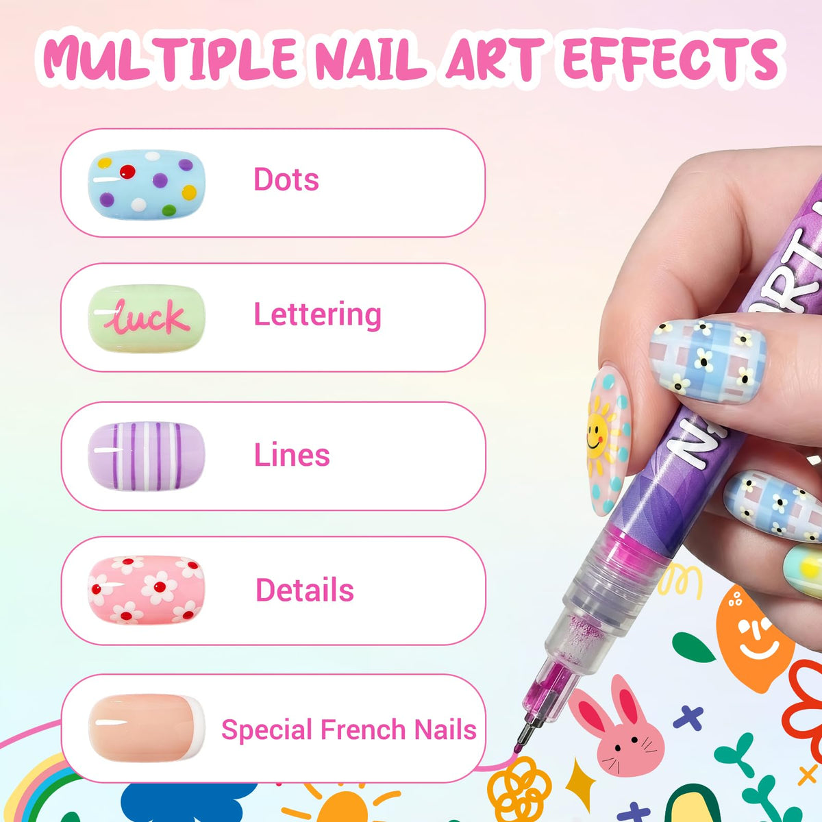 MKNZOME nail art pens showing vibrant ink colours