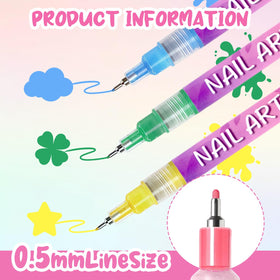 MKNZOME nail art pens with caps securely fitted