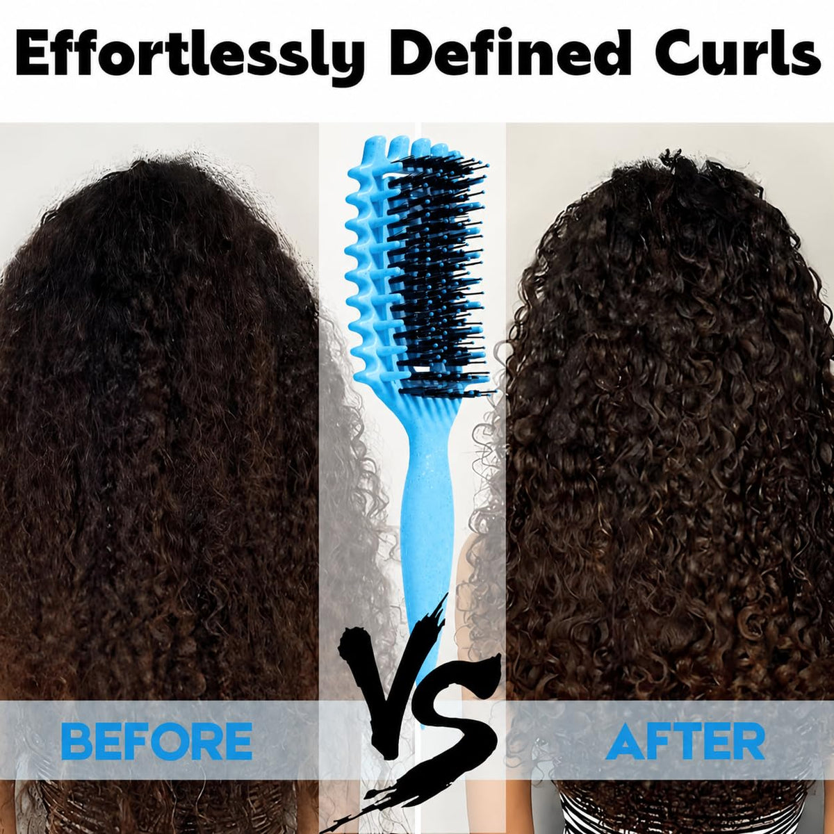 MMBVSZ Curly Hair Brush in use on curly hair