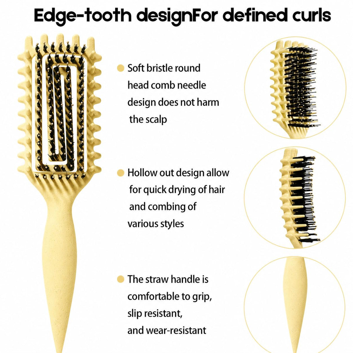 MMBVSZ Curly Hair Brush showing ergonomic handle