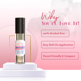 MOBETTER FRAGRANCE OILS Powder Fresh Scent Body Oil on a vanity