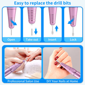MOCOWIND Nail Drill kit including sanding bands and drill bits