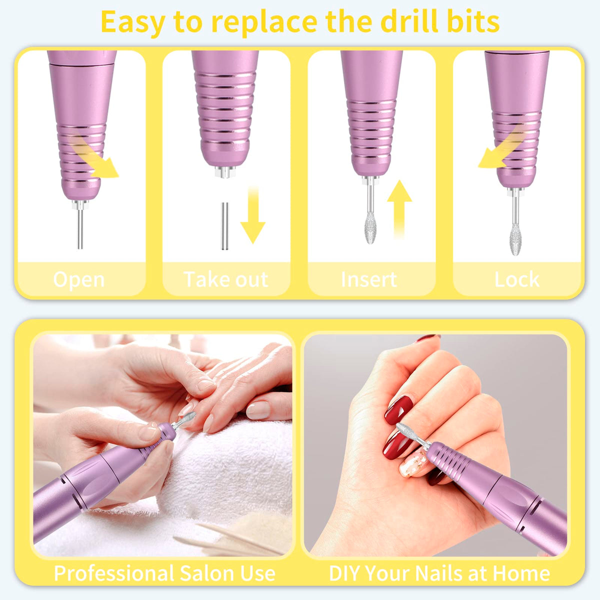 MOCOWIND Nail Drill showing charging port