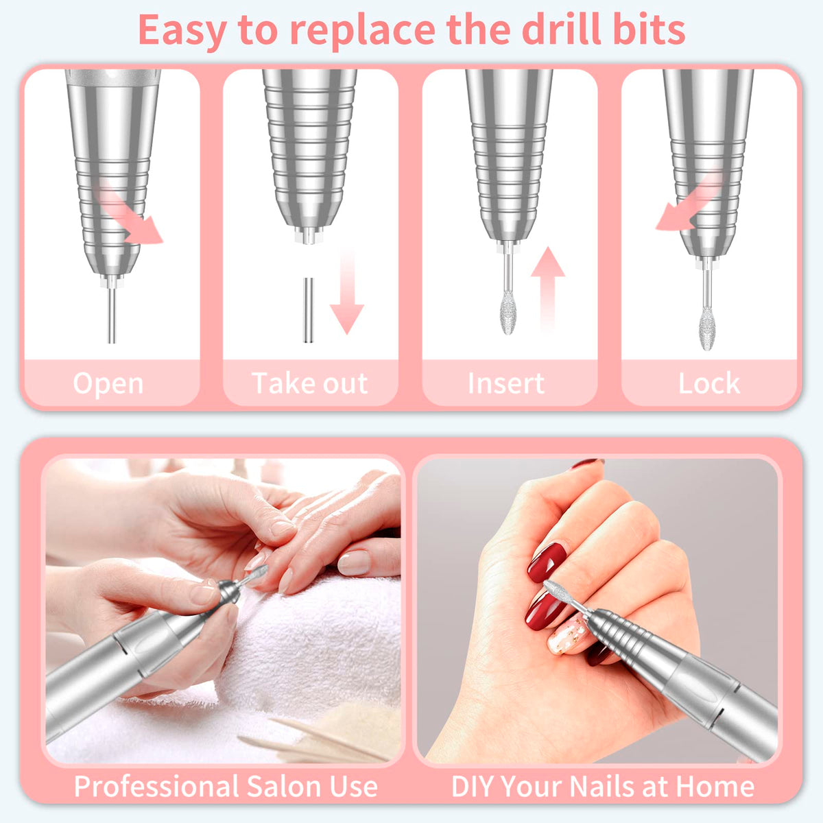 MOCOWIND nail drill with charging cable and accessories
