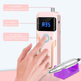 MOCOWIND Portable Nail Drill battery charging with power indicator