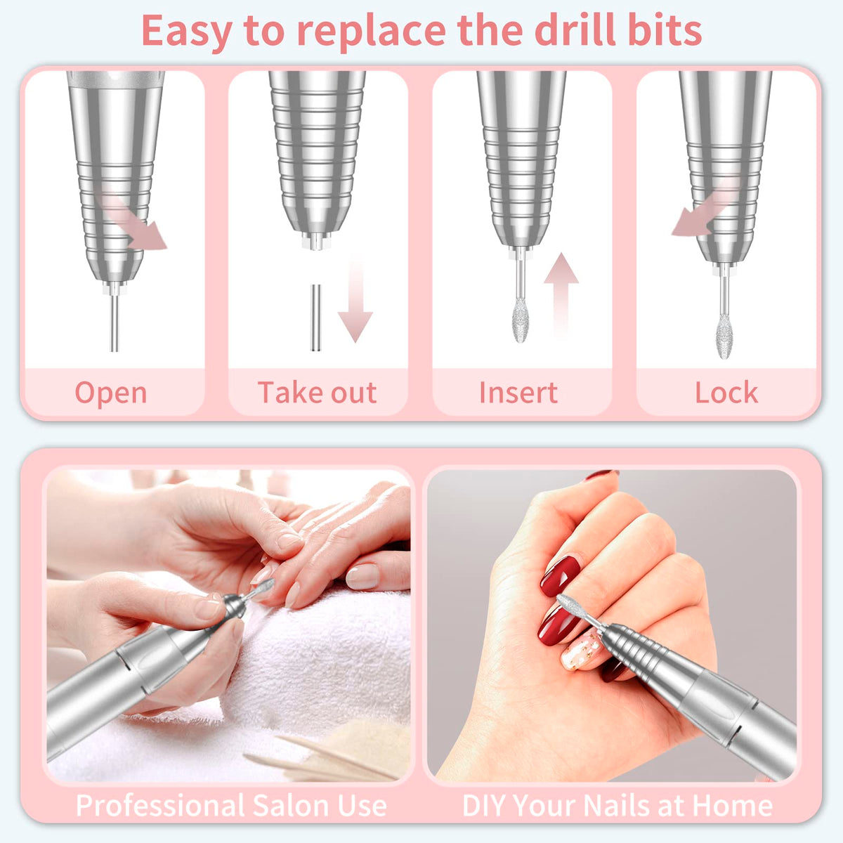 MOCOWIND Portable Nail Drill compact size for portability