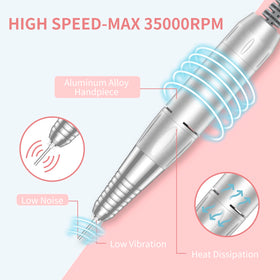 MOCOWIND Portable Nail Drill in a lifestyle setting on a nail care table