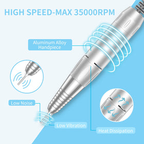 MOCOWIND Portable Nail Drill side view with charging port