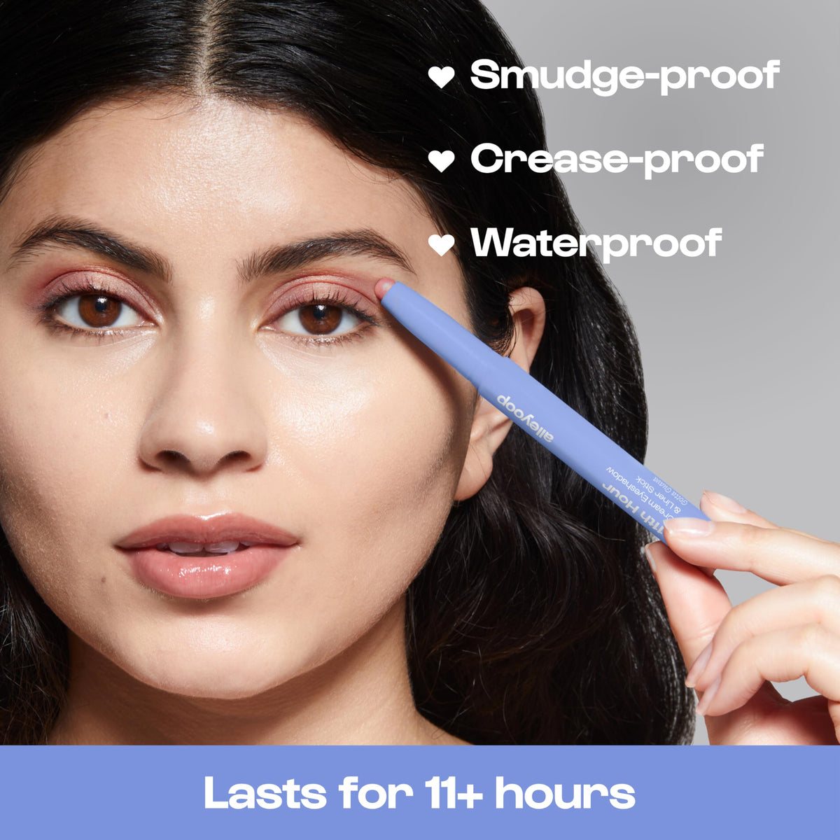 Model applying ALLEYOOP 11th Hour Cream Eyeshadow Stick
