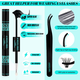 Model applying AMZGIRL lash clusters at home