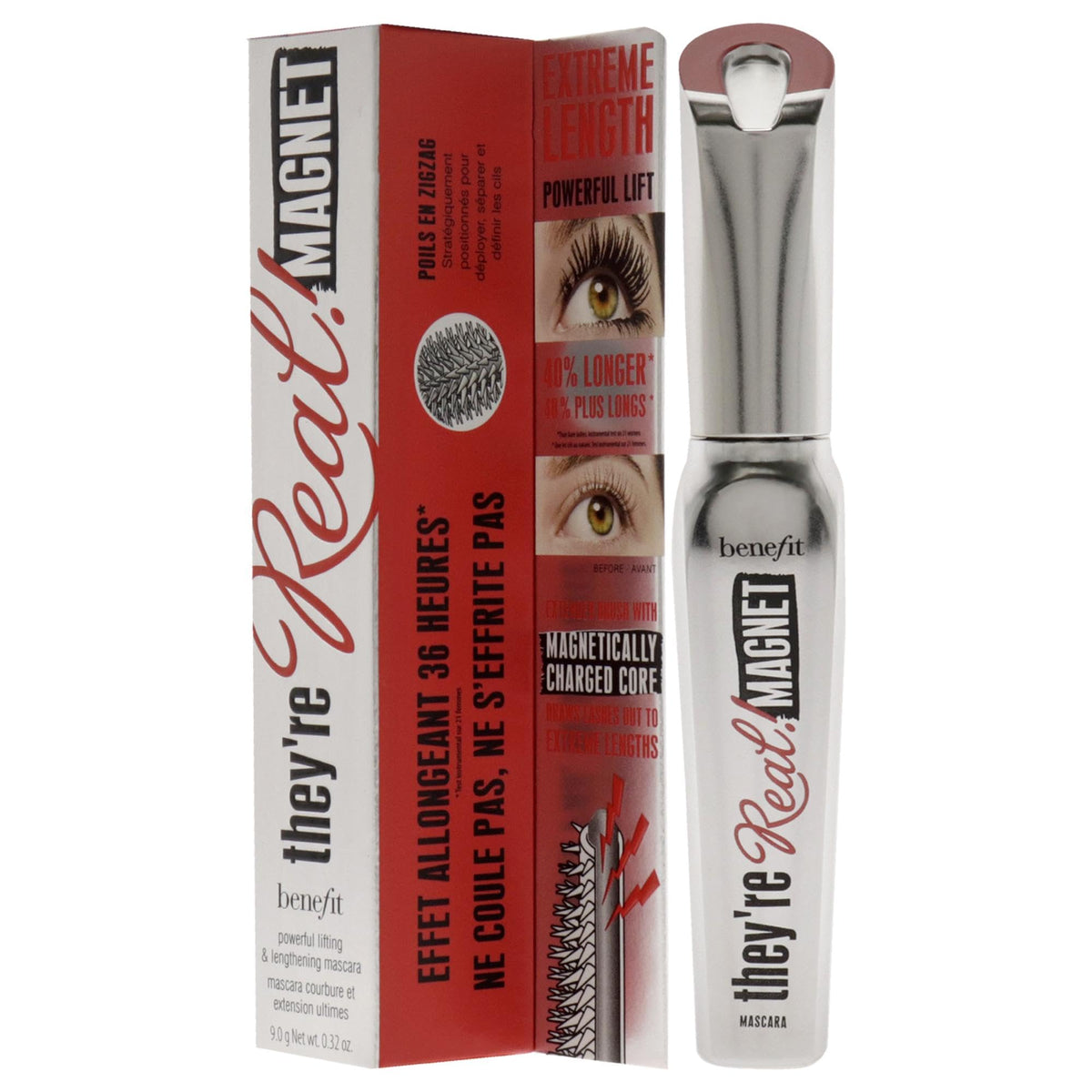 Model applying Benefit Theyre Real Magnet Mascara