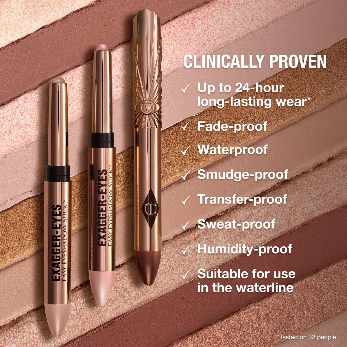 Model applying Charlotte Tilbury Exagger-Eyes Easy Eyeshadow Stick