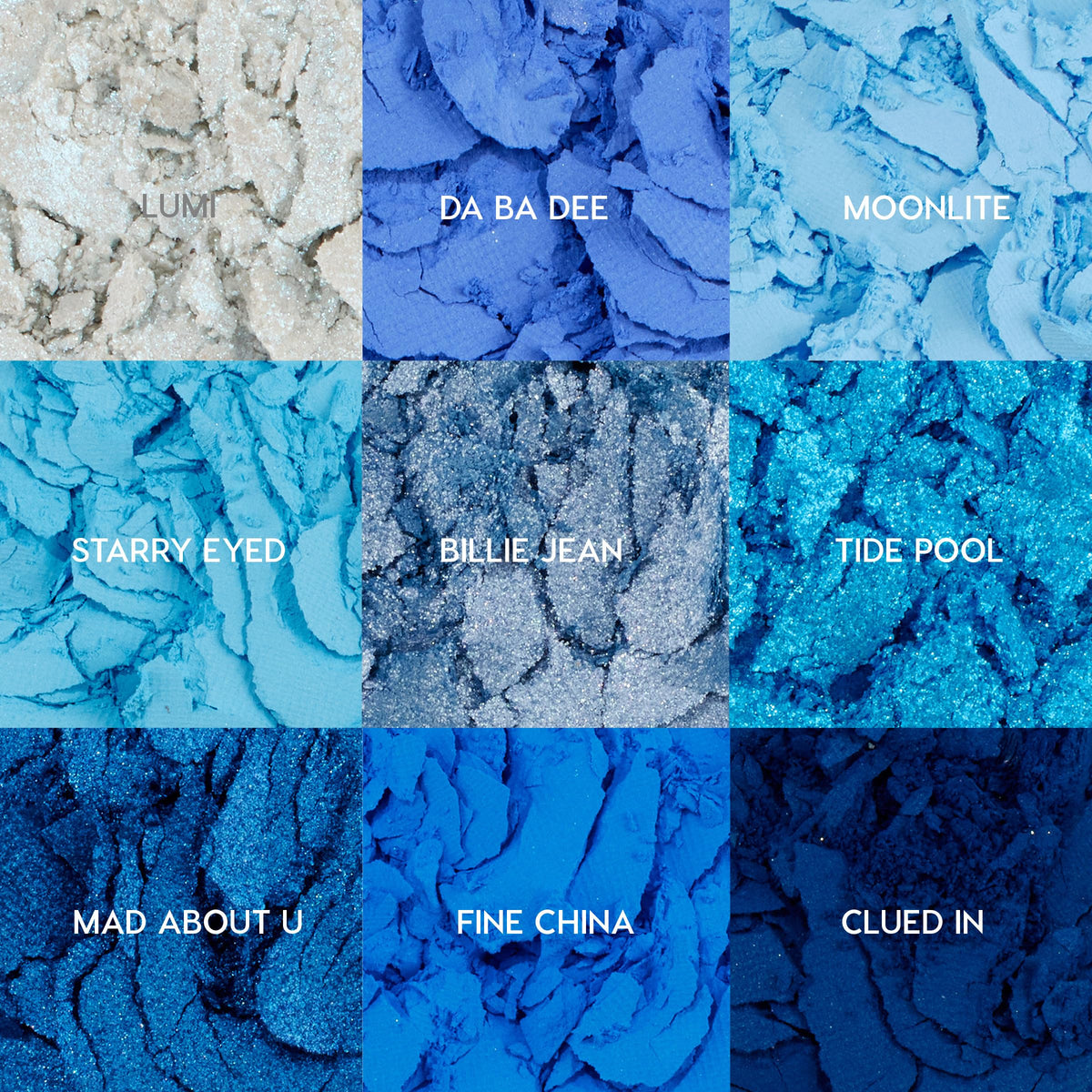 Model applying ColourPop Blue Moon Eyeshadow Palette