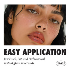 Model applying Fazit Glitter Freckle Makeup Patches at a festival