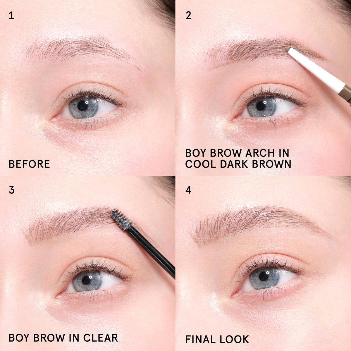Model applying Glossier Boy Brow Eyebrow Gel Pomade