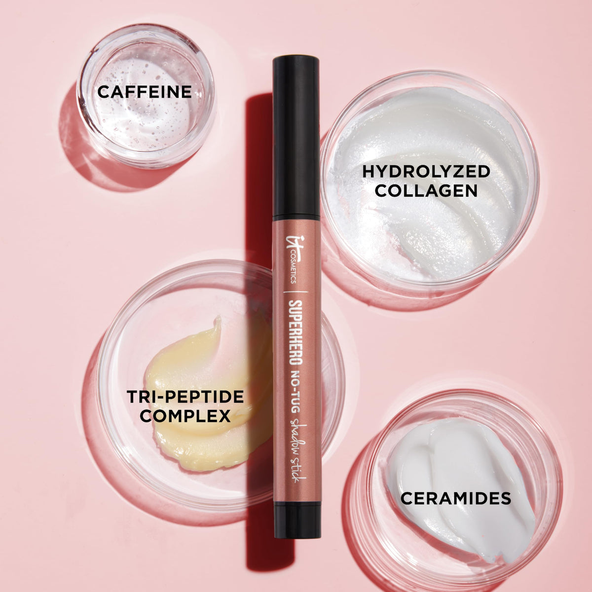 Model applying IT Cosmetics Superhero No-Tug Eyeshadow Stick