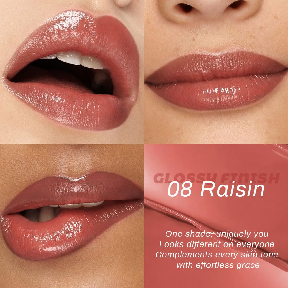 Model applying Kaely Raisin Honey Lipstick Tinted Lip Balm