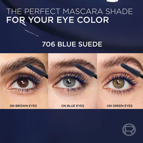 Model applying L'Oreal Paris Voluminous Panorama Mascara in Blue Suede