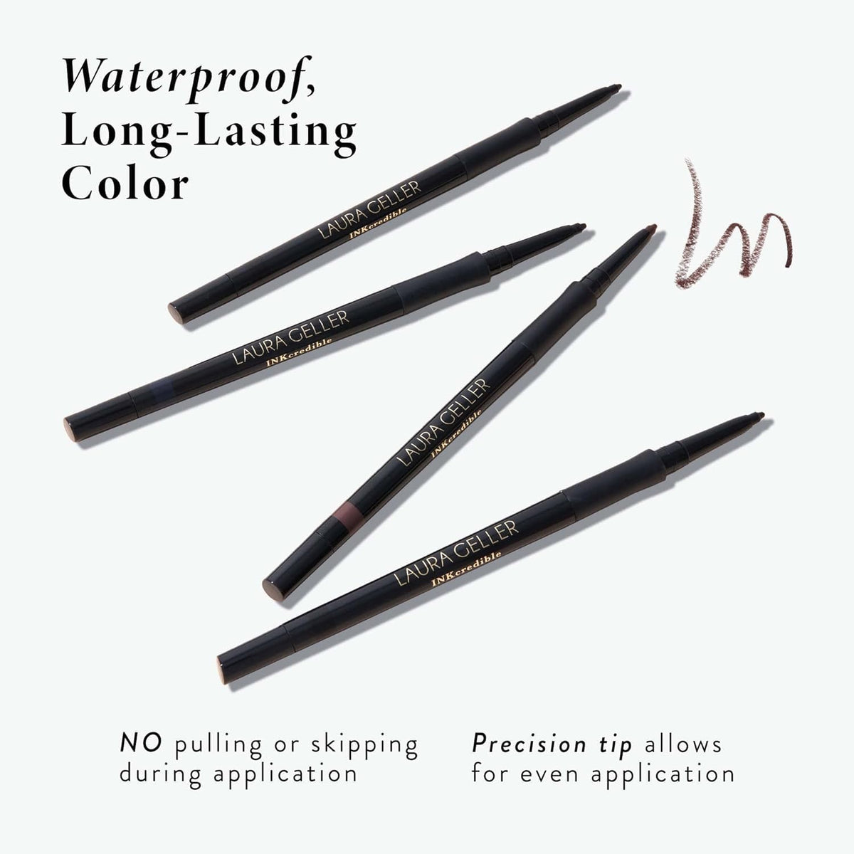 Model applying LAURA GELLER INKcredible Gel Eyeliner