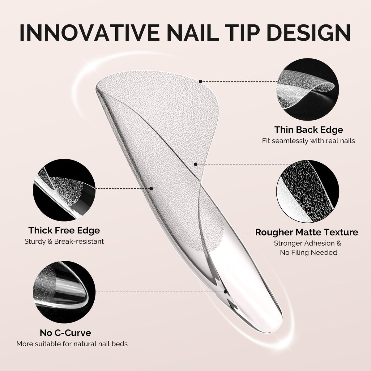Model applying MelodySusie Short Ballerina Nail Tips
