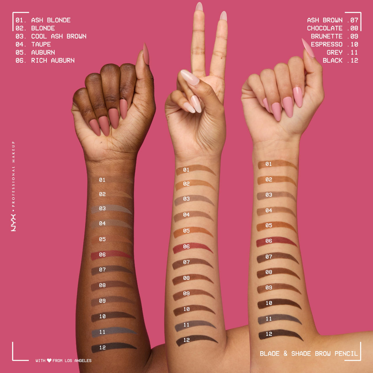 Model applying NYX Blade & Shade Brow Pencil
