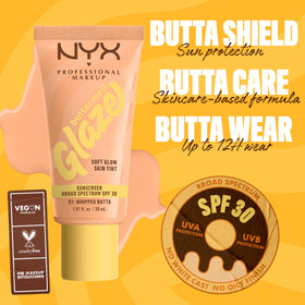 Model applying NYX Buttermelt Glaze Soft Glow Skin Tint