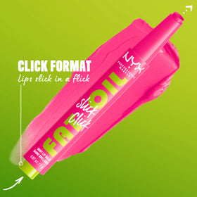 Model applying NYX Fat Oil Slick Click Lip Balm