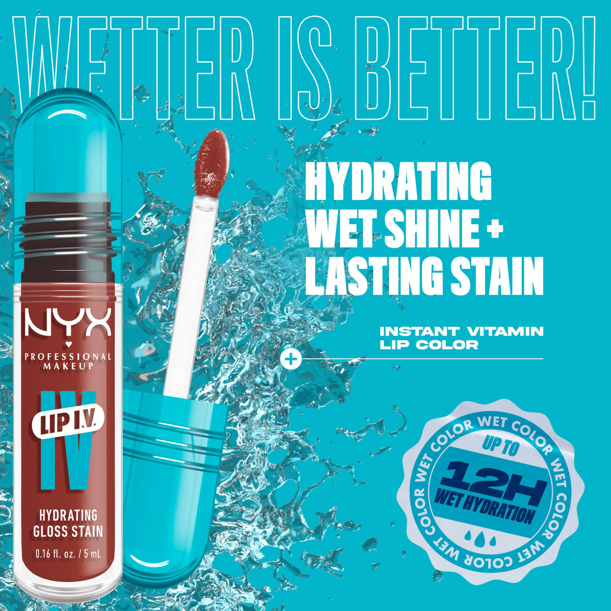 Model applying NYX Lip IV Hydrating Glossy Lip Stain