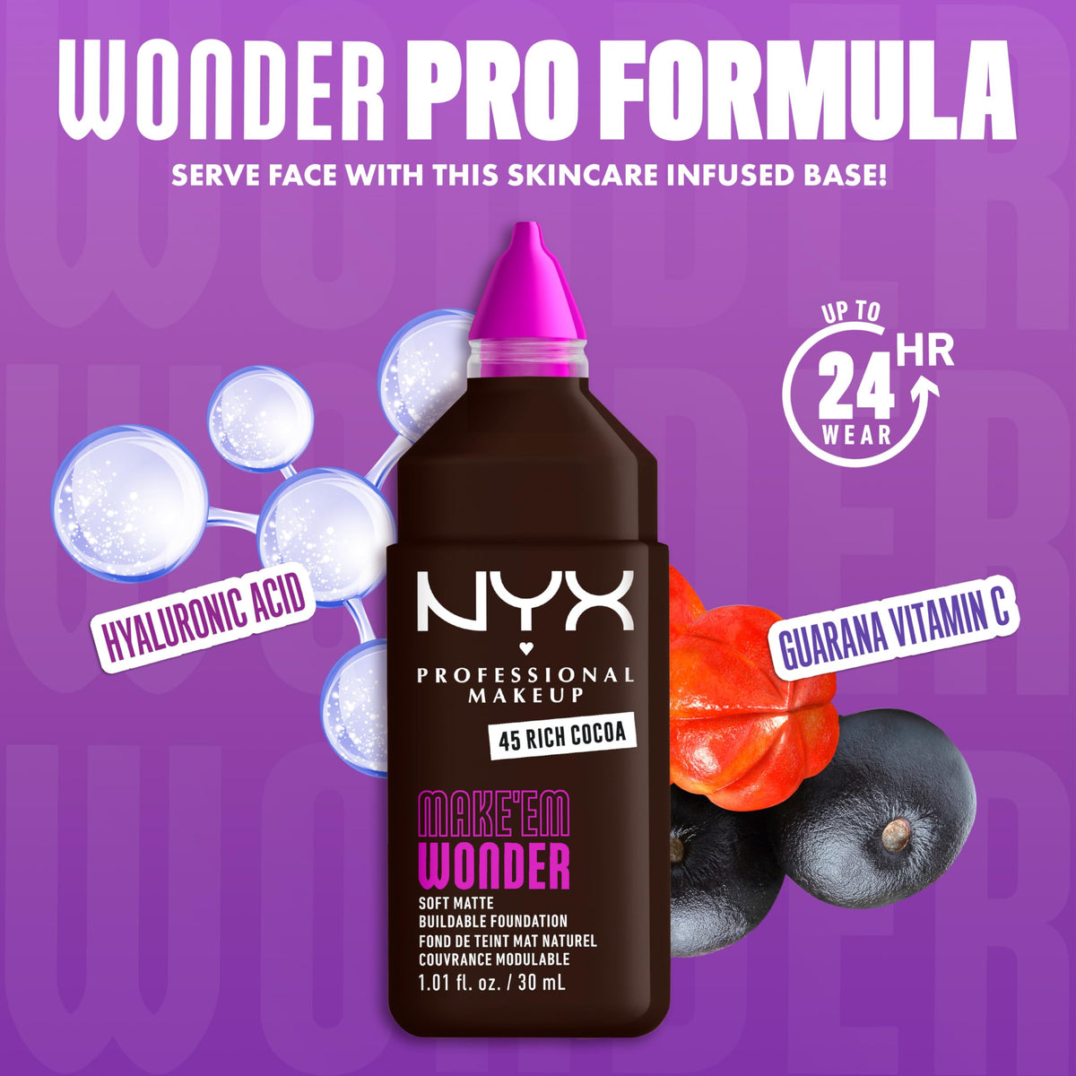 Model applying NYX Make 'Em Wonder Liquid Foundation