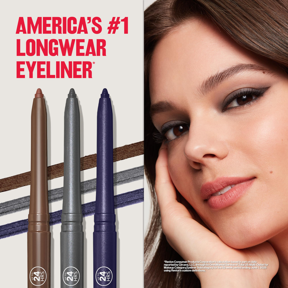 Model applying REVLON ColorStay Pencil Waterproof Eyeliner