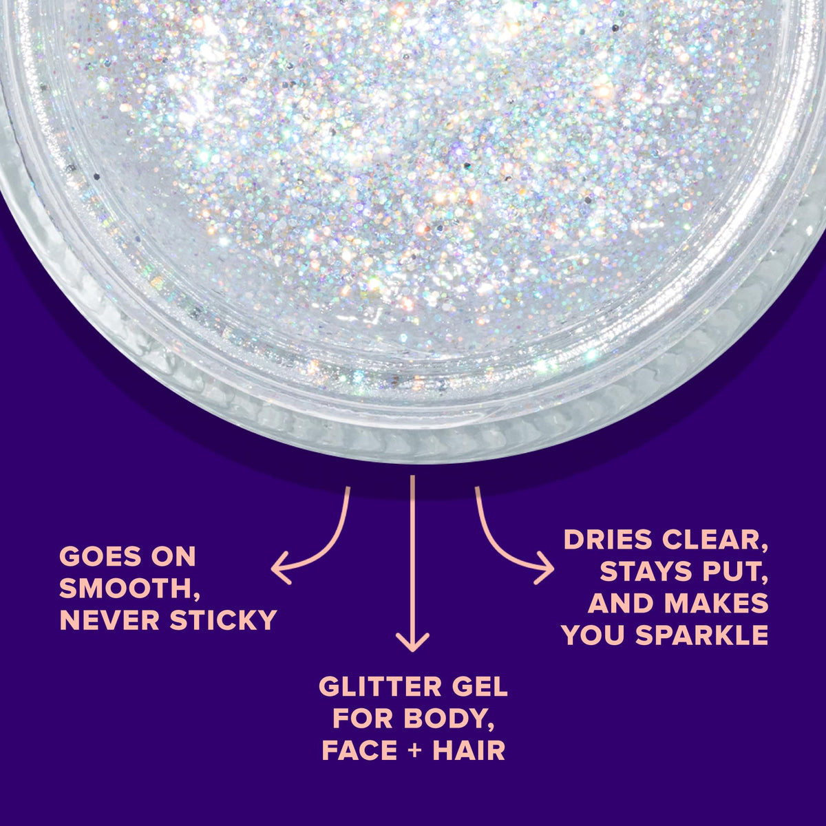 Model applying UNICORN SNOT glitter gel on cheek