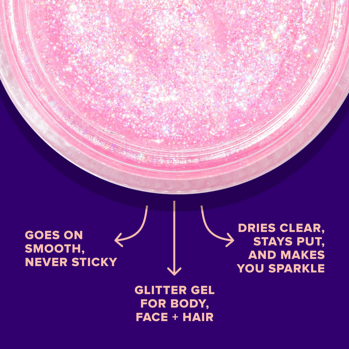 Model applying UNICORN SNOT Glitter Gel on cheek