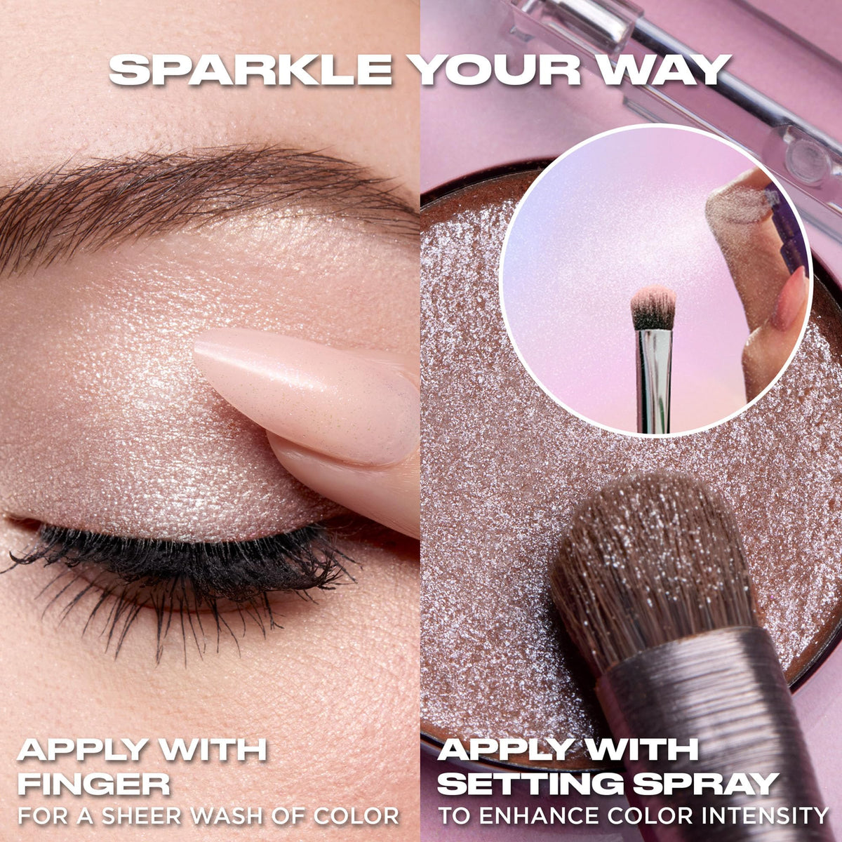 Model applying URBAN DECAY Moondust Red Eyeshadow