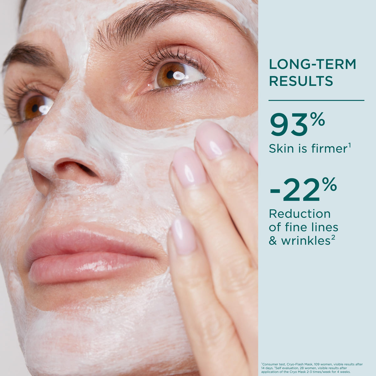 Model enjoying CLARINS Cryo-Flash Face Mask