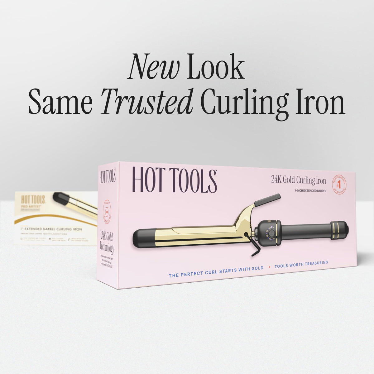 Model showcasing big, loose curls styled with HOT TOOLS curling iron