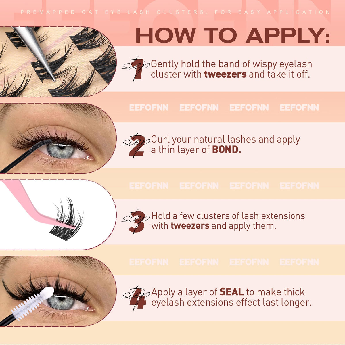 Model showcasing cat eye look with Eefofnn lashes