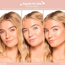 Model showcasing ColourPop Weightless Liquid Blush on cheeks