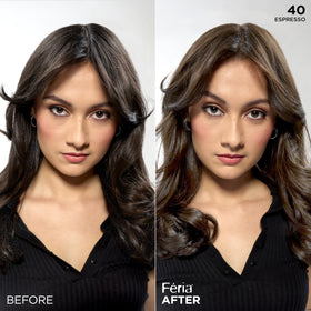 Model showcasing L'Oreal Paris Feria 40 Espresso hair colour
