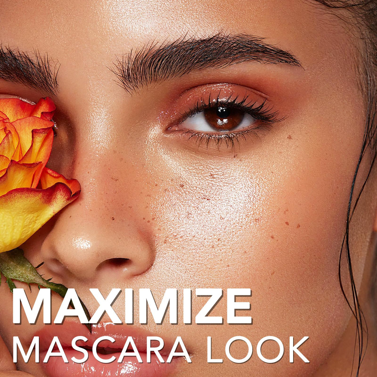 Model showcasing lashes colored with Lomansa Lash Color